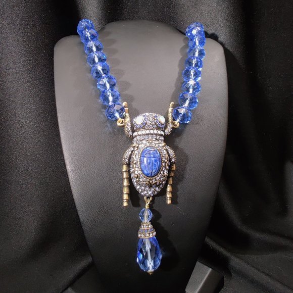 New Heidi Daus Sparkling Scarab Art Deco Style Necklace...